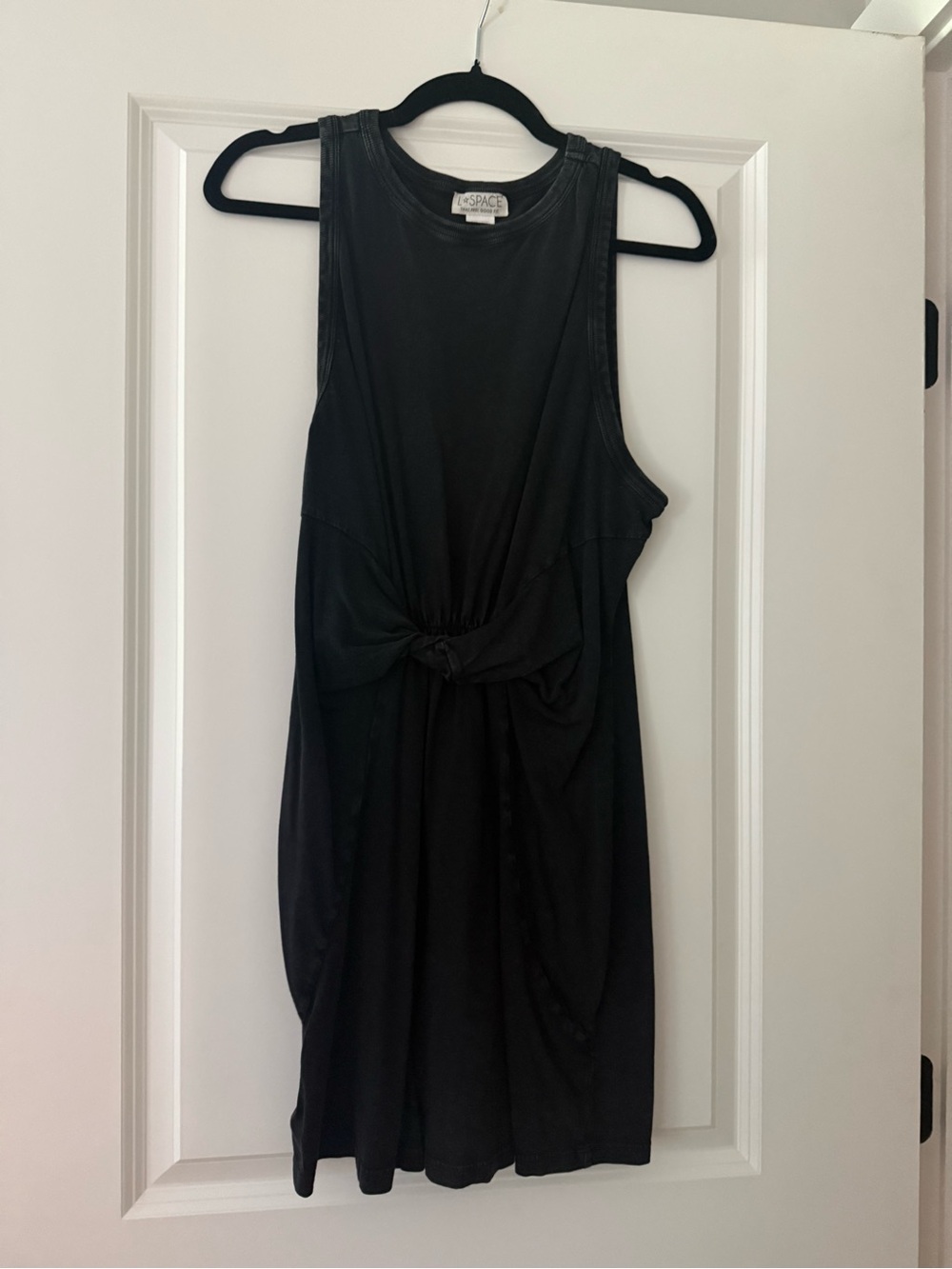 LSPACE Black Knot-Front Sleeveless Dress
